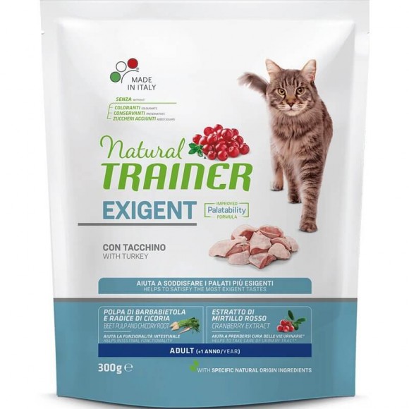 Сухой корм Natural Trainer Exigent turkey для привередливых кошек с индейкой