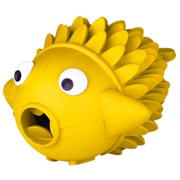 Игрушка Mr.Kranch Рыба-ёрш для собак желтая с ароматом сливок, 12 см