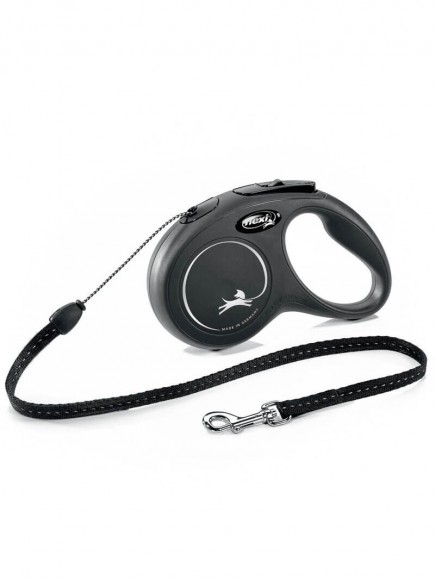Поводок-рулетка Flexi New Classic S для собак до 12 кг трос 5 м (чёрный)