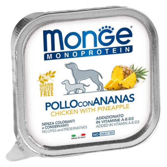 Консервы для собак Monge Dog Monoprotein Fruits паштет из курицы с ананасом 24 шт