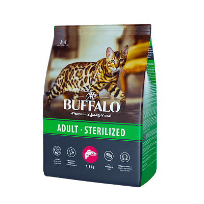 Корм Mr.Buffalo Sterilized для взрослых стерилизованных кошек (лосось)