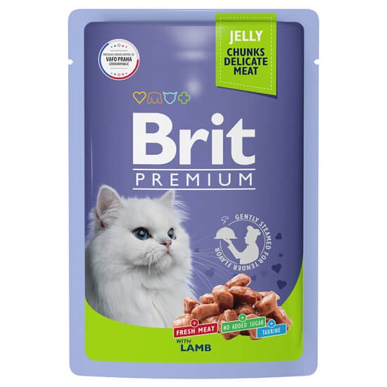 Паучи Brit для взрослых кошек с ягненком в желе 14 шт