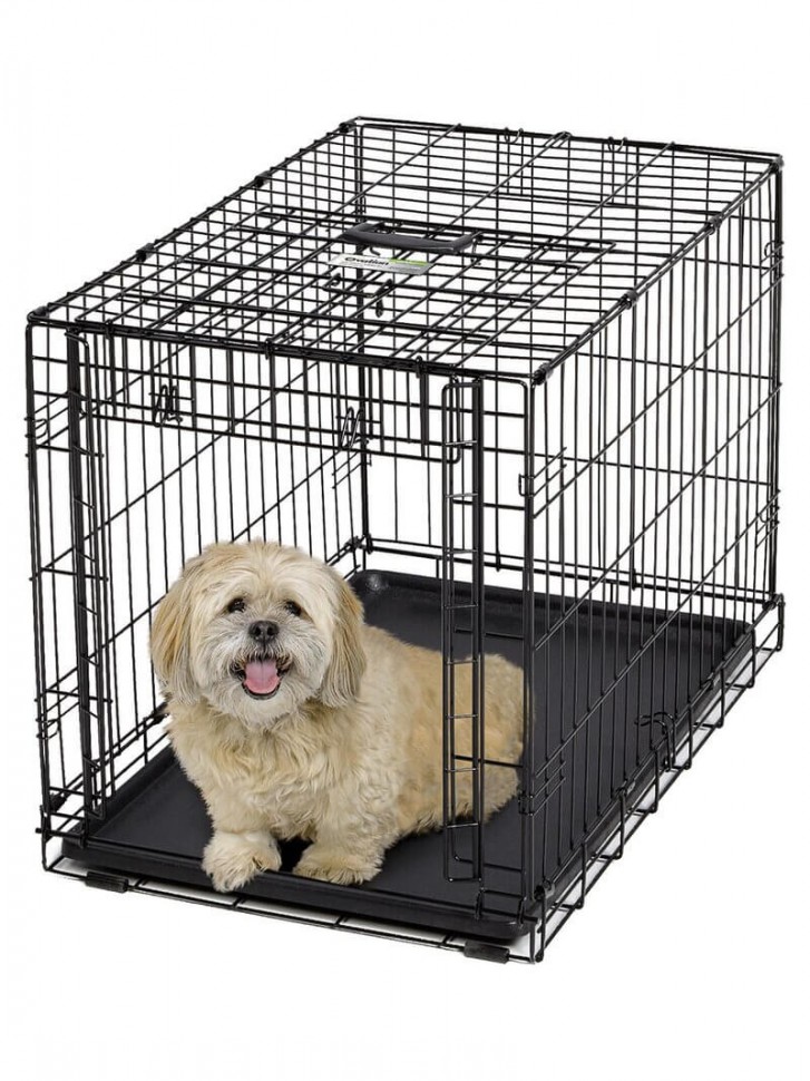 Клетка MidWest Ovation для собак с торцевой вертикально-откидной дверью  черная 79х49х55h см купить в Москве с доставкой | PetMarket24