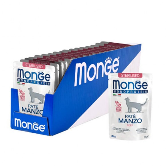 Консервы Monge Cat Monoprotein Pouch для стерилизованных кошек (говядина) 28 шт