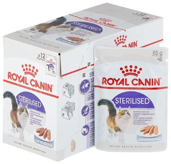 Консервы Royal Canin Sterilised для стерилизованных кошек мясной паштет 12 шт