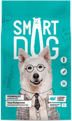 Корм Smart Dog для взрослых собак крупных пород (с ягнёнком, лососем, индейкой)
