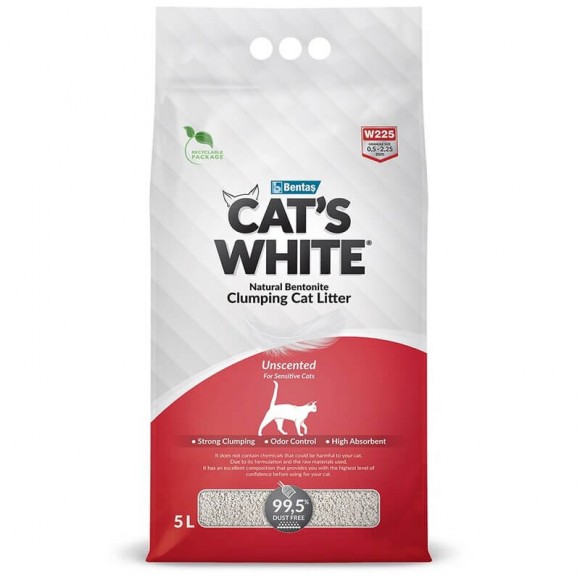 Комкующийся наполнитель Cat's White Natural для кошачьего туалета без ароматизатора