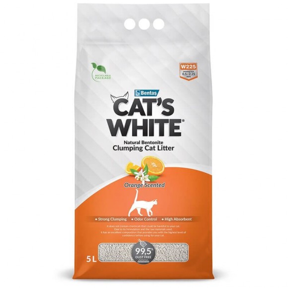 Комкующийся наполнитель Cat's White Orange для кошачьего туалета с ароматом апельсина