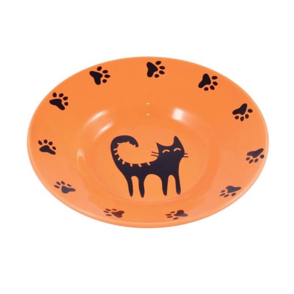 Миска Mr.Kranch блюдце для кошек керамическая 140 мл оранжевая