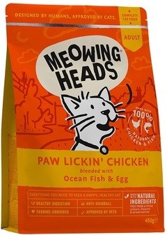 Корм Meowing Heads Paw Lickin’ Chicken куриное наслаждение для взрослых кошек (с курицей и рисом)