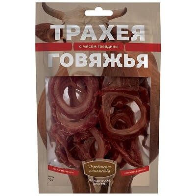 Деревенские Лакомства классические рецепты трахея говяжья с мясом говядины для собак