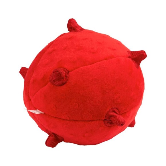 Сенсорный плюшевый мяч Playology Puppy Sensory Ball для щенков средних и крупных пород с ароматом говядины, красный, 15 см