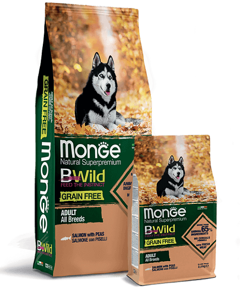 Корм Monge Dog BWild Grain Free для собак беззерновой из лосося и гороха