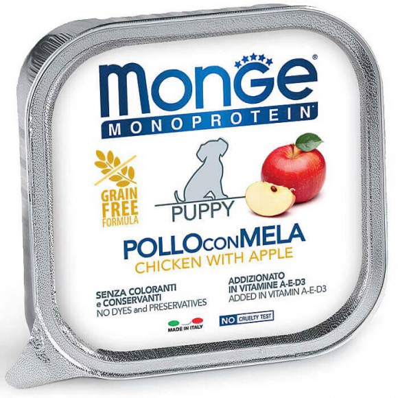 Консервы для щенков Monge Dog Monoprotein Fruits паштет из курицы с яблоком 24 шт