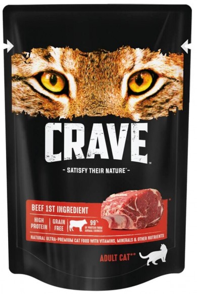 Паучи Crave для взрослых кошек 24 шт (говядина)
