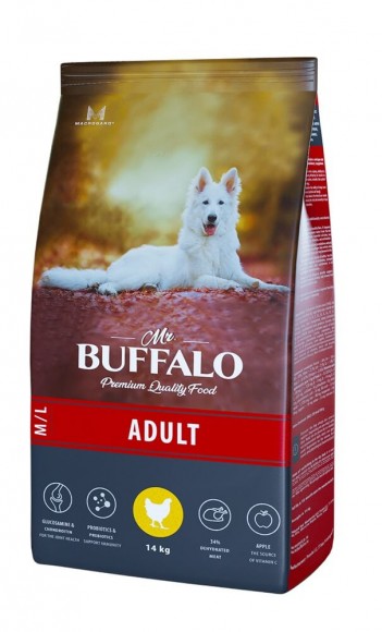 Корм Mr.Buffalo Adult M/L для взрослых собак средних и крупных пород  (курица)