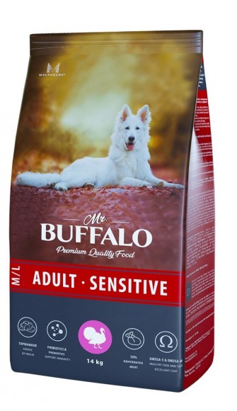 Корм Mr.Buffalo Adult M/L Sensitive для взрослых собак средних и крупных пород  (индейка)