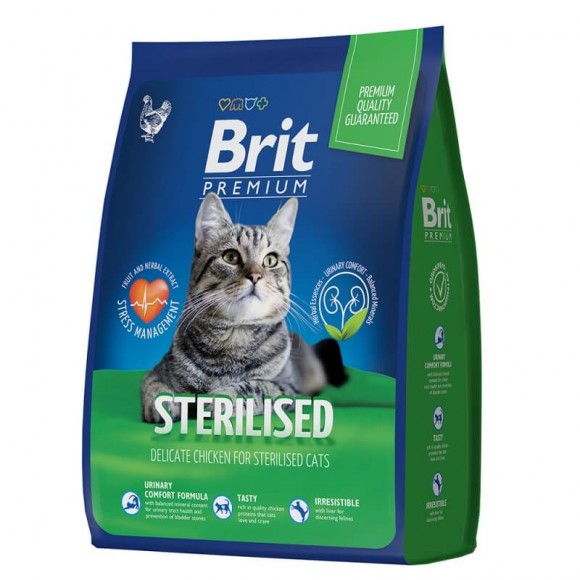 Корм Brit Premium Cat Sterilised для стерилизованных кошек (с курицей)