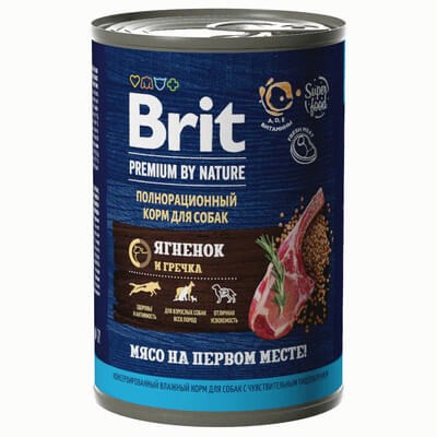 Консервы Brit с ягненком и гречкой для взрослых собак всех пород с чувствительным пищеварением 9 шт