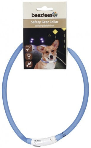 Ошейник Beeztees для собак светящийся с USB силиконовый 70 см x 10 мм (голубой)