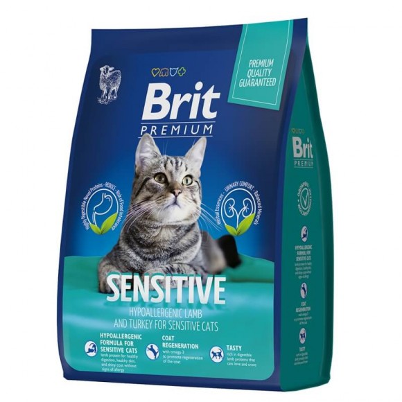 Корм Brit Premium Cat Sensitive для кошек с чувствительным пищеварением (ягненок и индейка)