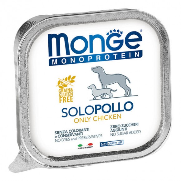 Консервы для собак Monge Dog Monoprotein Solo паштет из курицы 24 шт