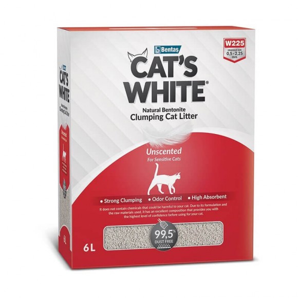 Комкующийся наполнитель Cat's White BOX Natural для кошачьего туалета без ароматизатора