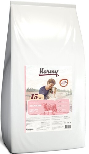 Корм Karmy Delicious Medium & Maxi для собак собак средних и крупных пород привередливых в питании (телятина)