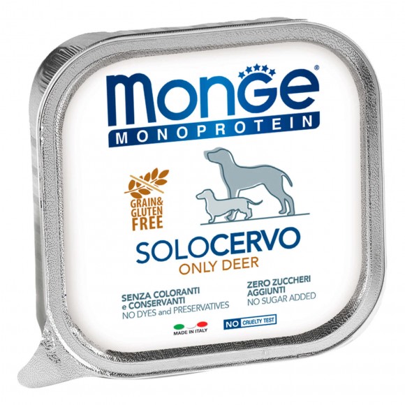 Консервы для собак Monge Dog Monoprotein Solo паштет из оленины 24 шт