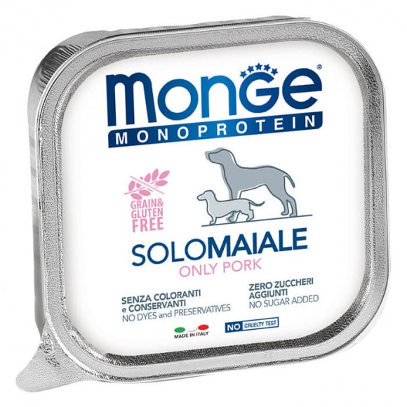 Консервы для собак Monge Dog Monoprotein Solo паштет из свинины 24 шт