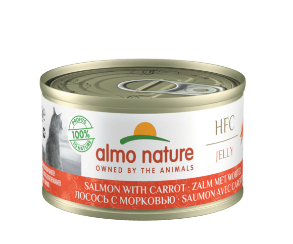 Консервы Almo Nature для кошек с лососем и морковью в желе (75% мяса)