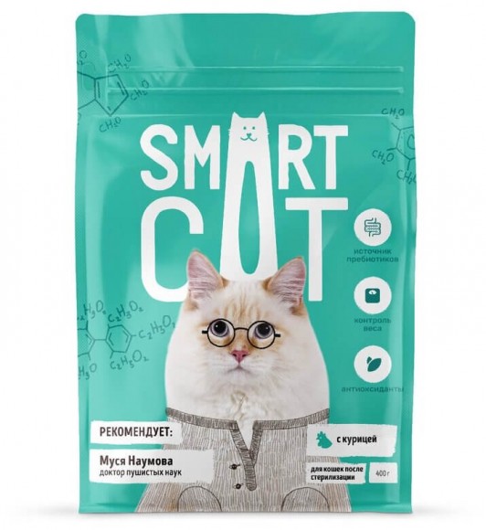 Корм Smart Cat для стерилизованных кошек (с курицей)