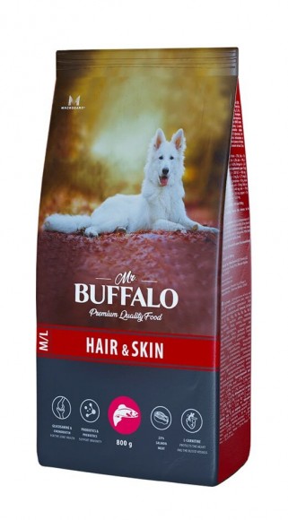 Корм Mr.Buffalo Adult M/L Hair & Skin Care для взрослых собак средних и крупных пород (лосось)