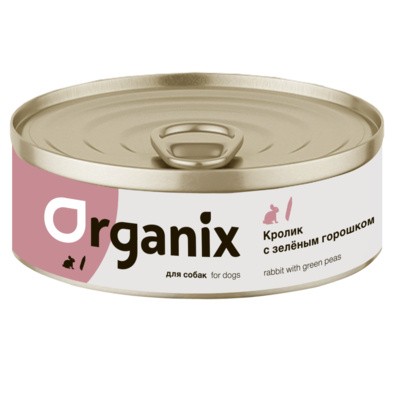 Консервы для собак Organix кролик с зеленым горошком 100г/24шт