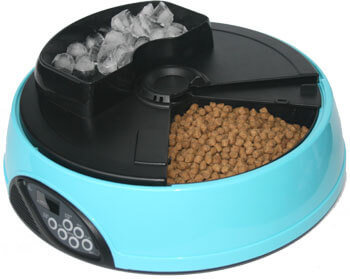 Автокормушка Feedex на 4 кормления для сухого и влажного корма с емкостью для льда (голубая)