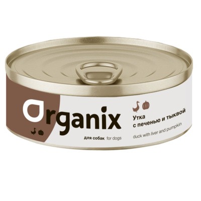 Консервы для собак Organix сочная утка с печенью и тыквой 100г/24шт