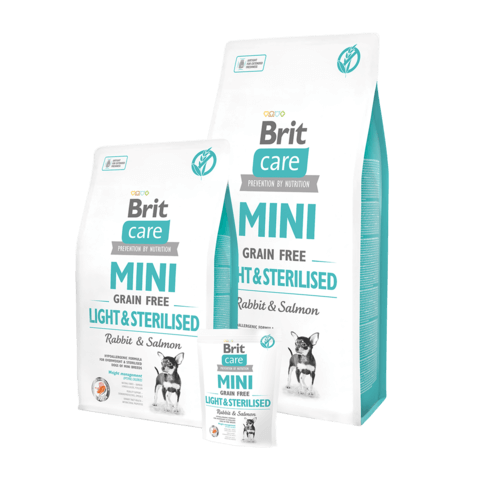 Корм Brit Care GF Mini Light & Sterilised для стерилизованных собак миниатюрных пород с избыточным весом (беззерновой)