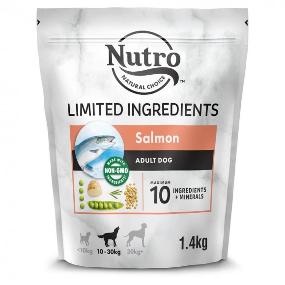 Корм Nutro для взрослых собак с чувствительным пищеварением (с лососем и экстрактом розмарина)