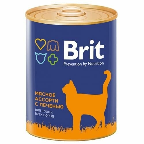 Консервы Brit Premium для кошек (мясное ассорти с печенью) 12 шт
