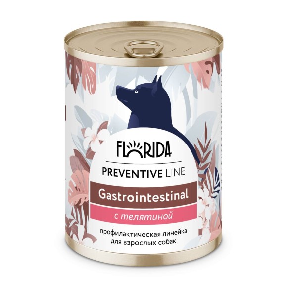 Консервы Florida Preventive Line Gastrointestinal для собак при расстройствах пищеварения с телятиной 340г (24 шт.)