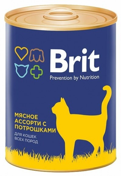 Консервы Brit Premium для кошек (мясное ассорти с потрошками) 12 шт