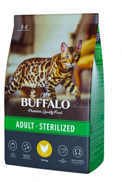 Корм Mr.Buffalo Adult Sterilized для взрослых стерилизованных кошек (курица)