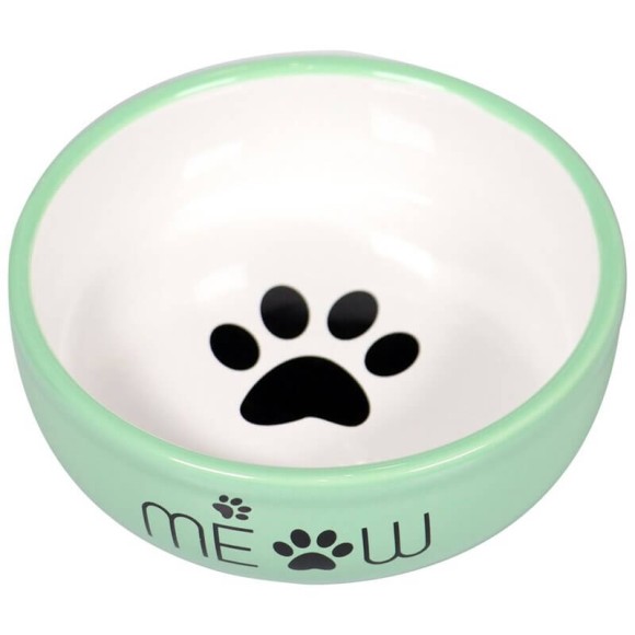 Миска Mr.Kranch Meow для кошек керамическая 380 мл, зеленая