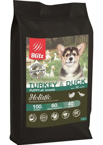 Корм Blitz Holistic Puppy Turkey & Duck беззерновой для щенков (индейка и утка)