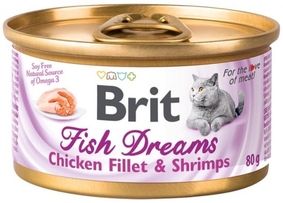 Консервы Brit Fish Dreams для кошек (с куриным филе и креветками)