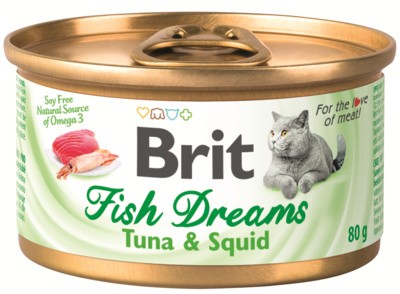 Консервы Brit Fish Dreams для кошек (с тунцом и кальмаром)