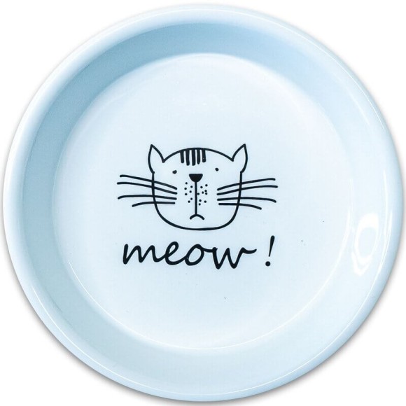 Миска Mr.Kranch Meow! для кошек керамическая 200 мл, белая