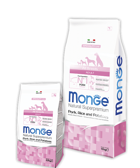 Корм Monge Dog Speciality для собак всех пород свинина с рисом и картофелем