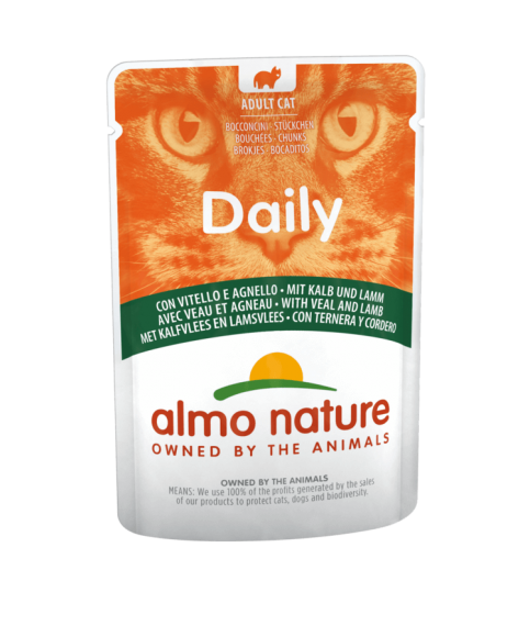 Паучи Almo Nature Daily для кошек меню с телятиной и ягненком 30 шт