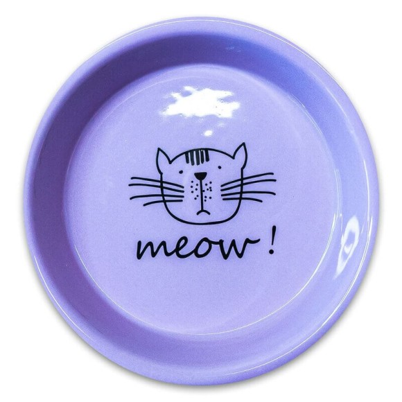 Миска Mr.Kranch Meow! для кошек керамическая 200 мл, сиреневая